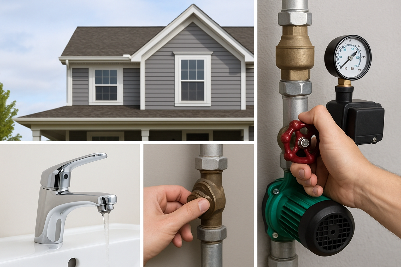 A person inspecting the main water shutoff valve in their home