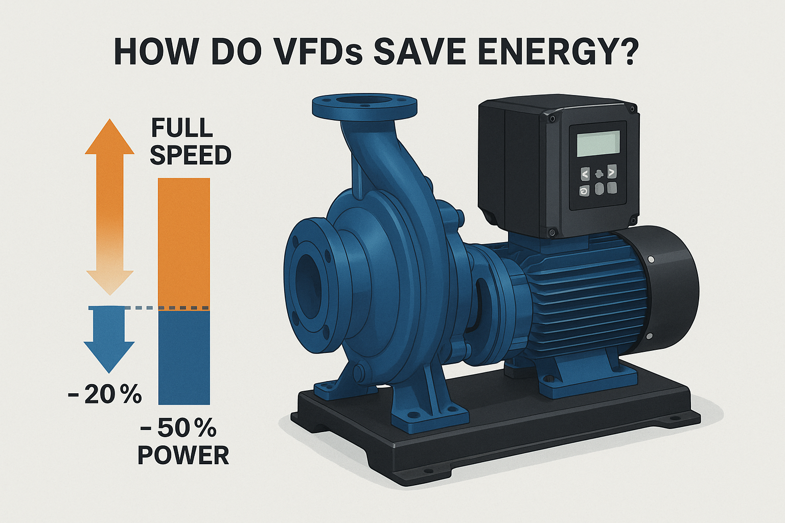 Energy saving graph of a VSD pump