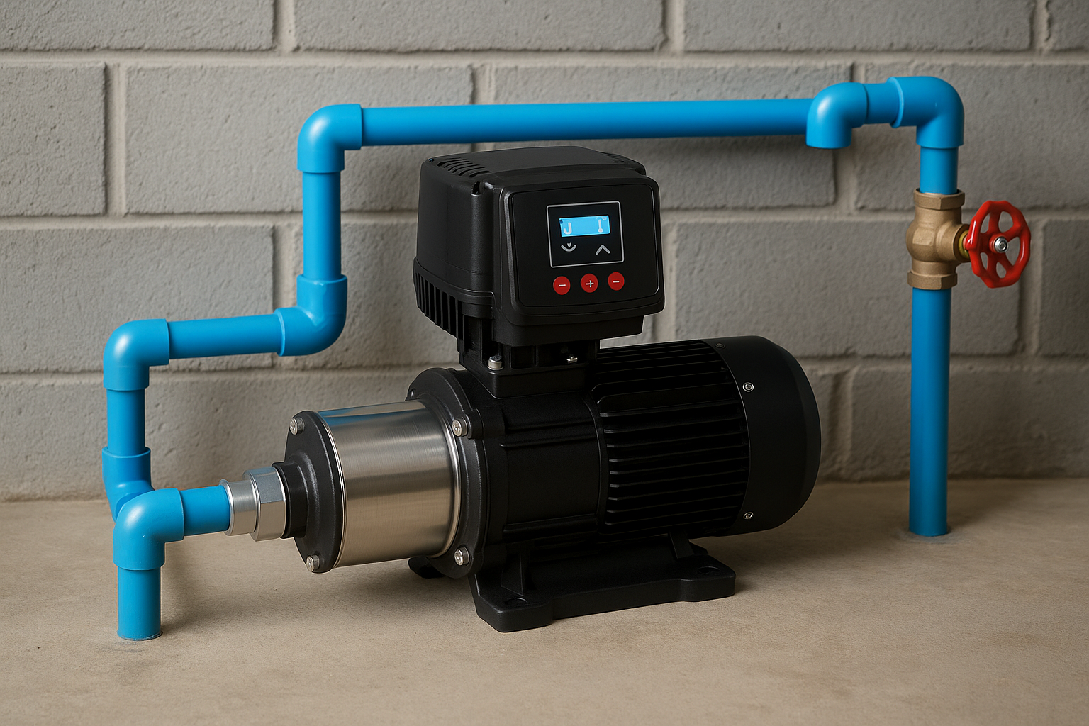 Diagram showing how a VSD constant pressure pump maintains steady pressure.