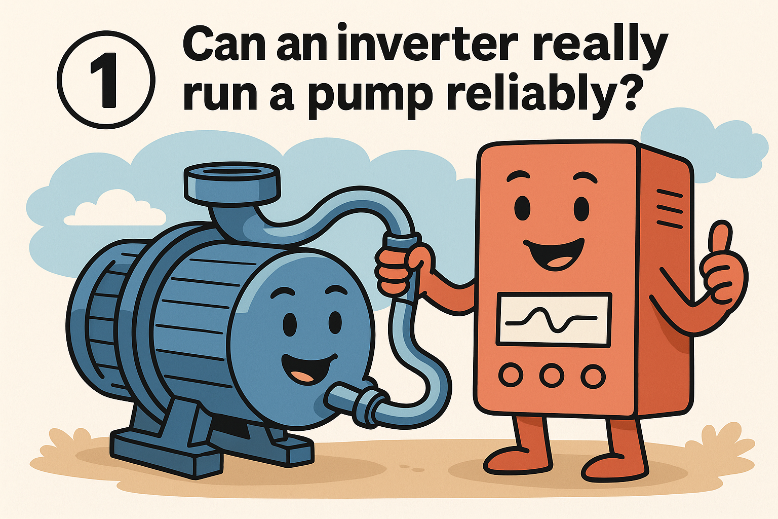 A close-up of a RAFSUN pump's integrated inverter controller