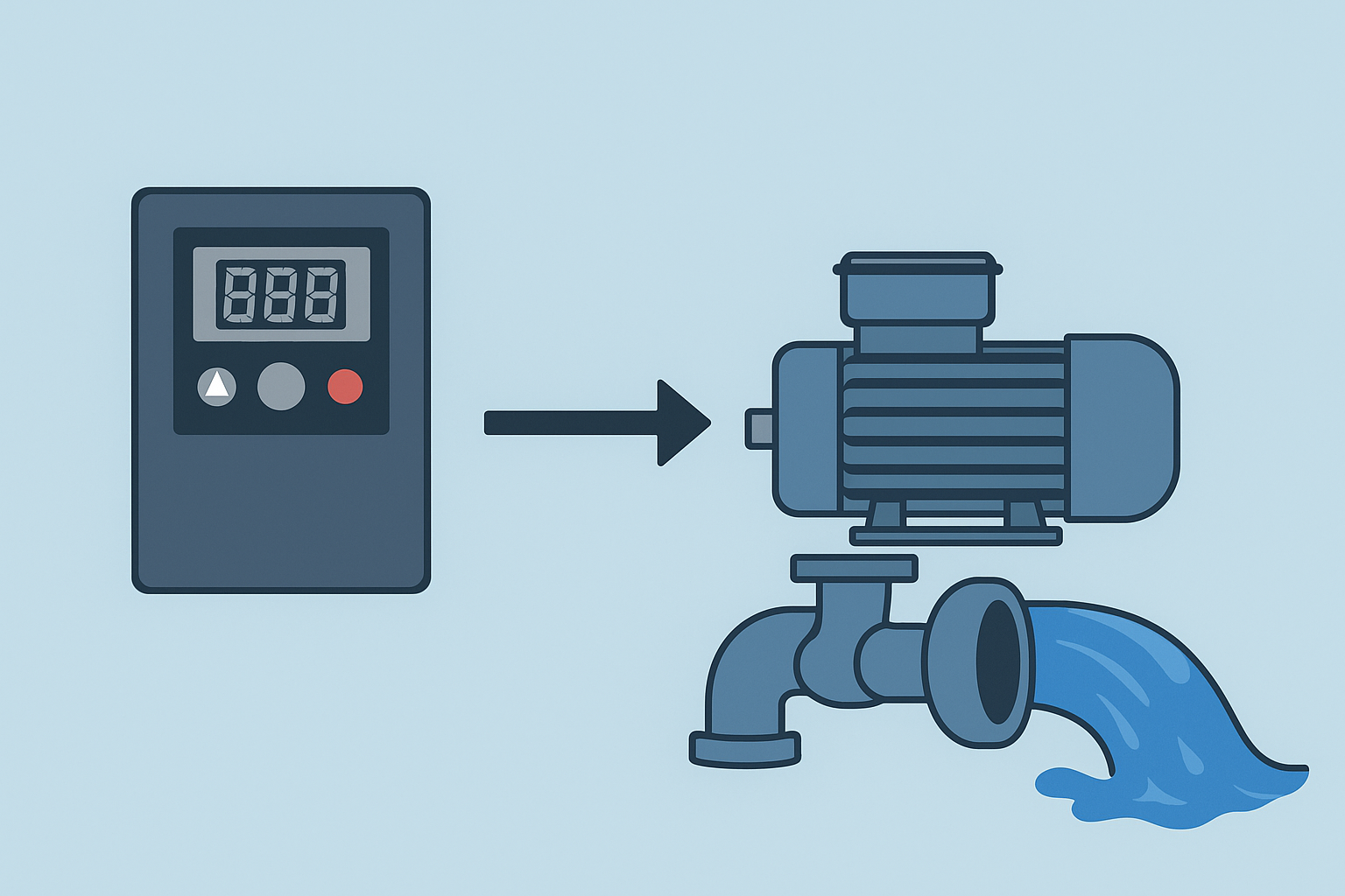 An exploded view showing the inverter, motor, and pump sections of a unit
