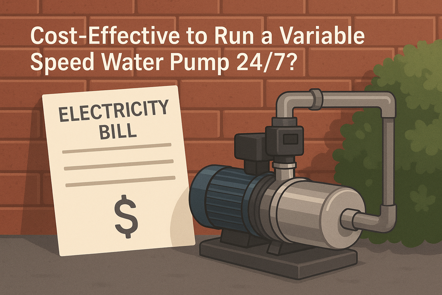 An energy meter showing very low wattage being used by a variable speed water pump in standby mode.