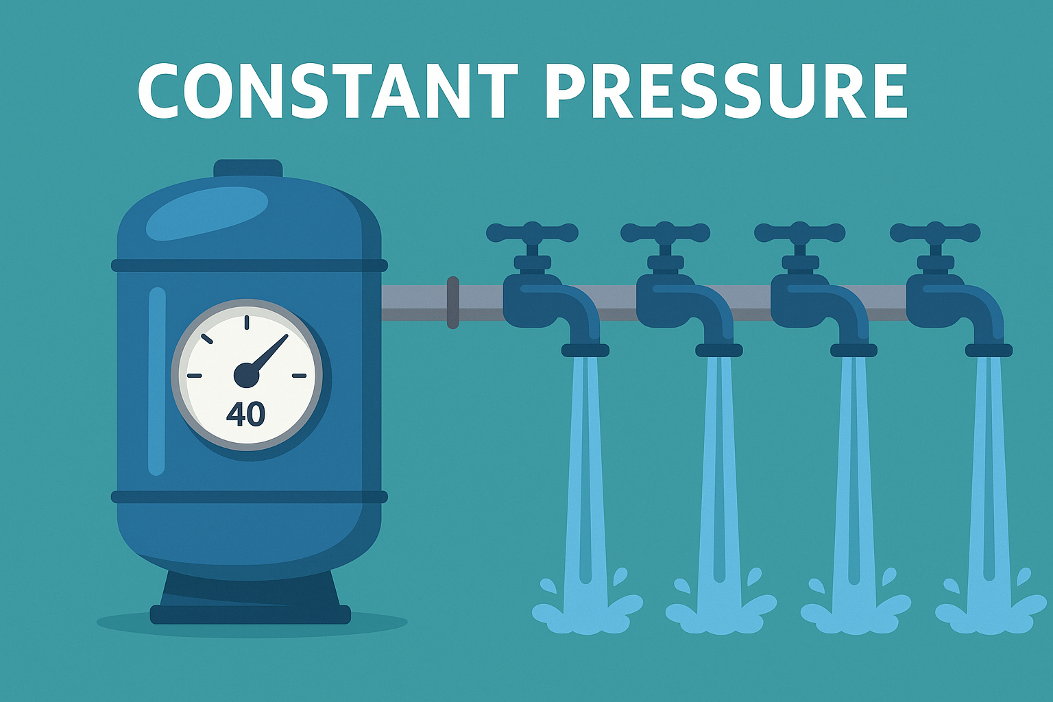 A graph showing a flat line for constant pressure vs a zig-zag line for traditional pumps
