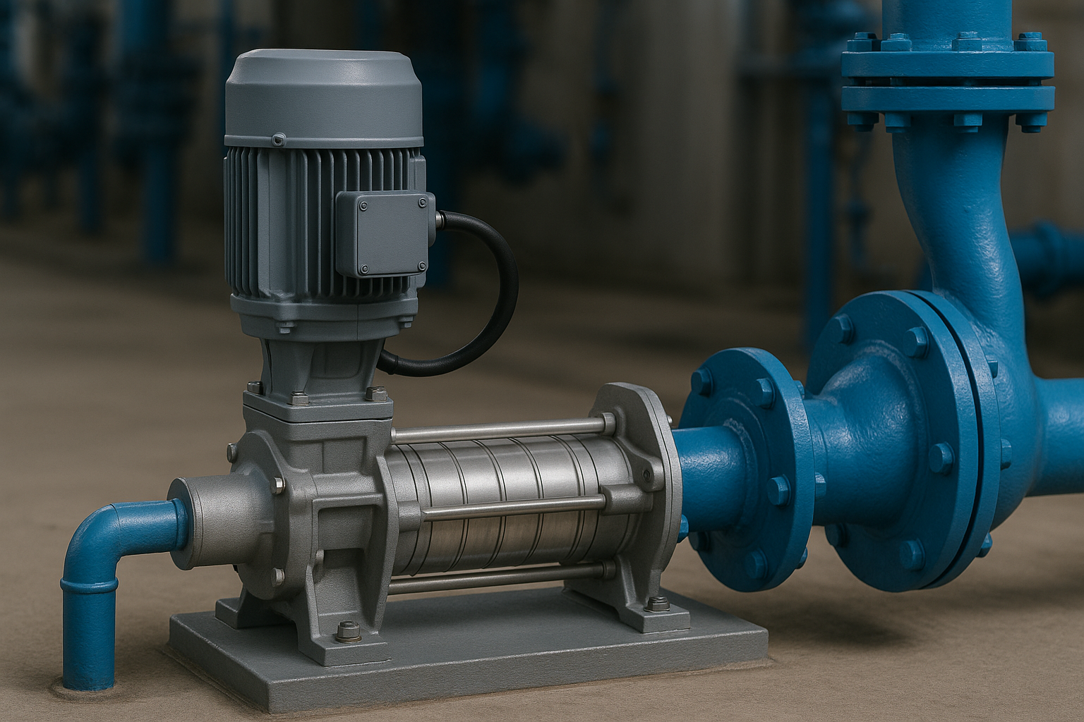 An irrigation system powered by a horizontal multistage pump