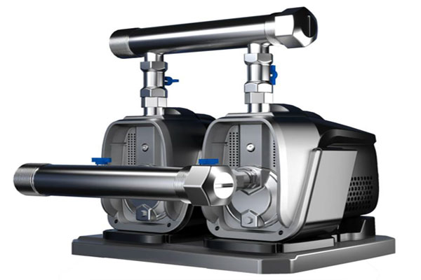Two RAFSUN pumps linked together in a clean pump room
