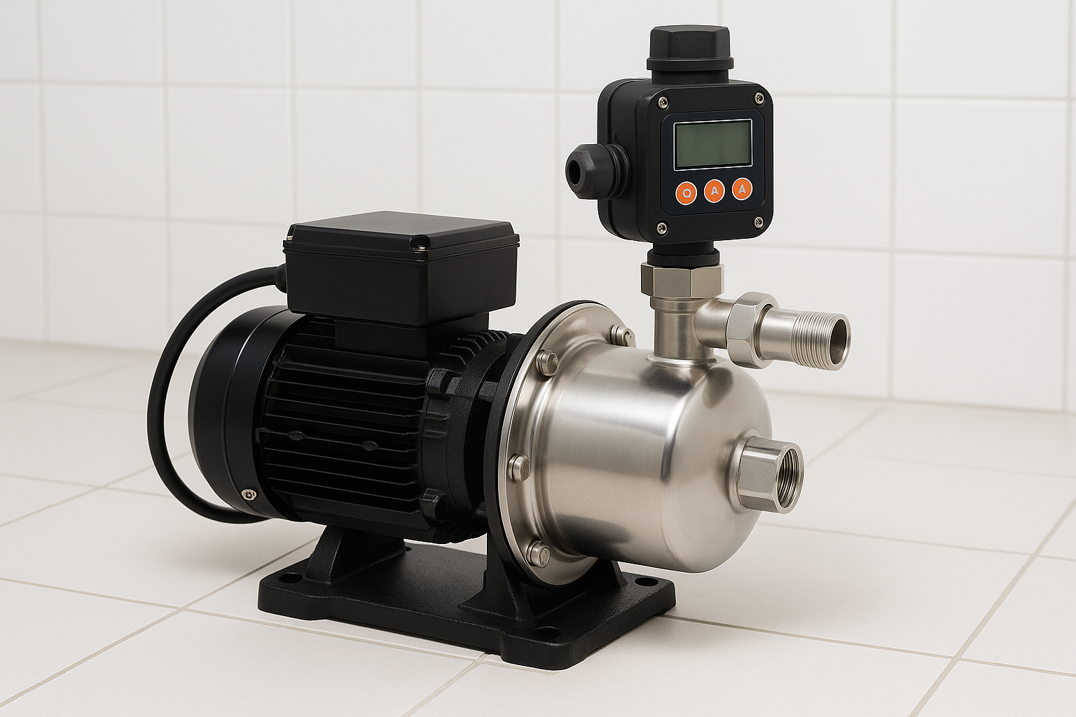 A high-efficiency VSD water boosting pump installed in a clean utility room