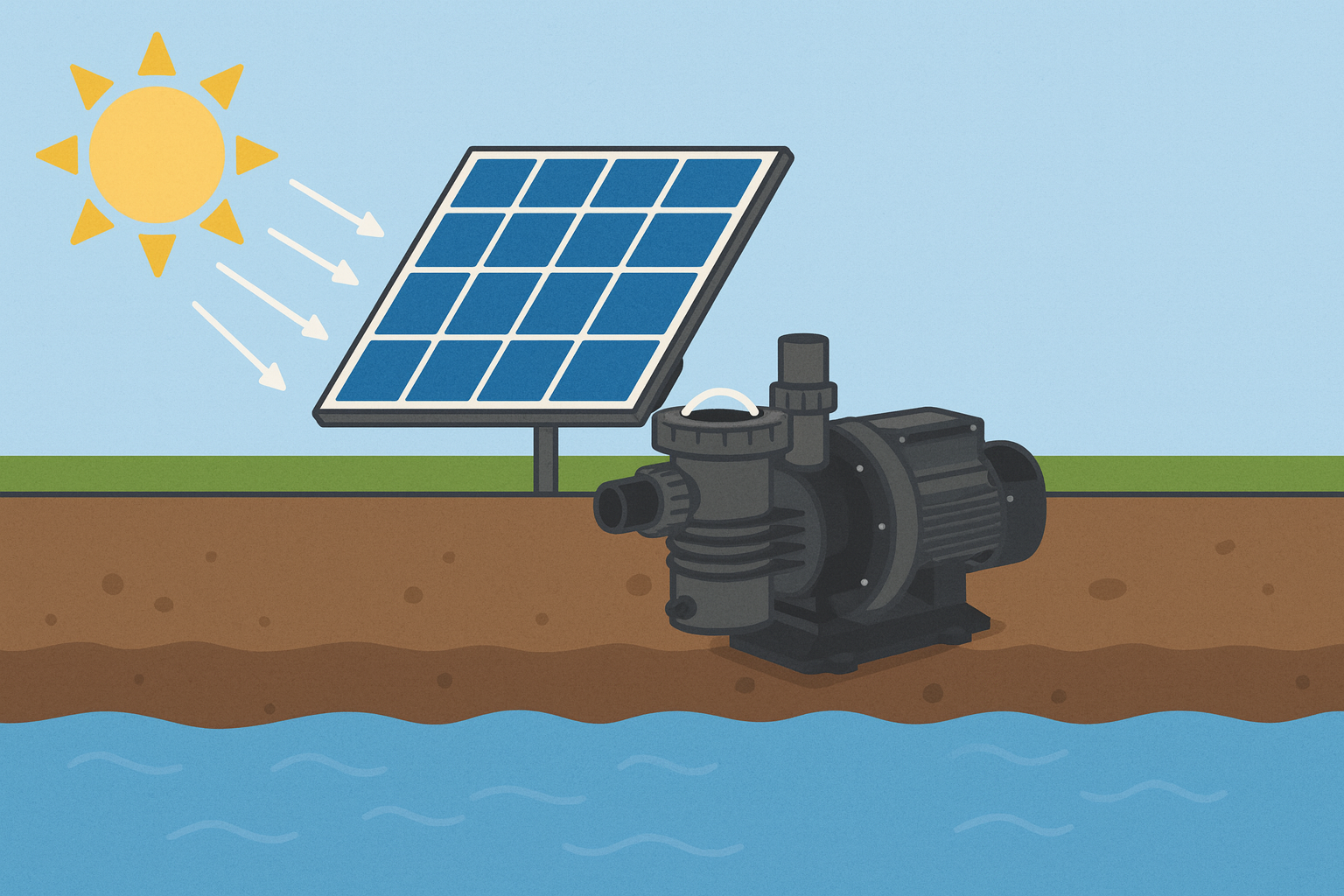 a solar pool pump system installed next to a swimming pool