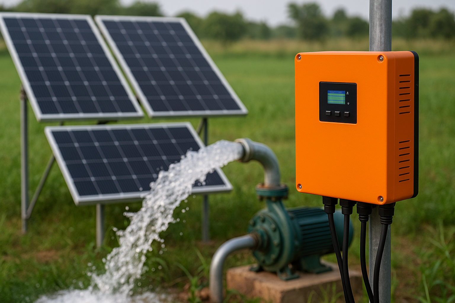 A solar pump inverter with an MPPT display screen