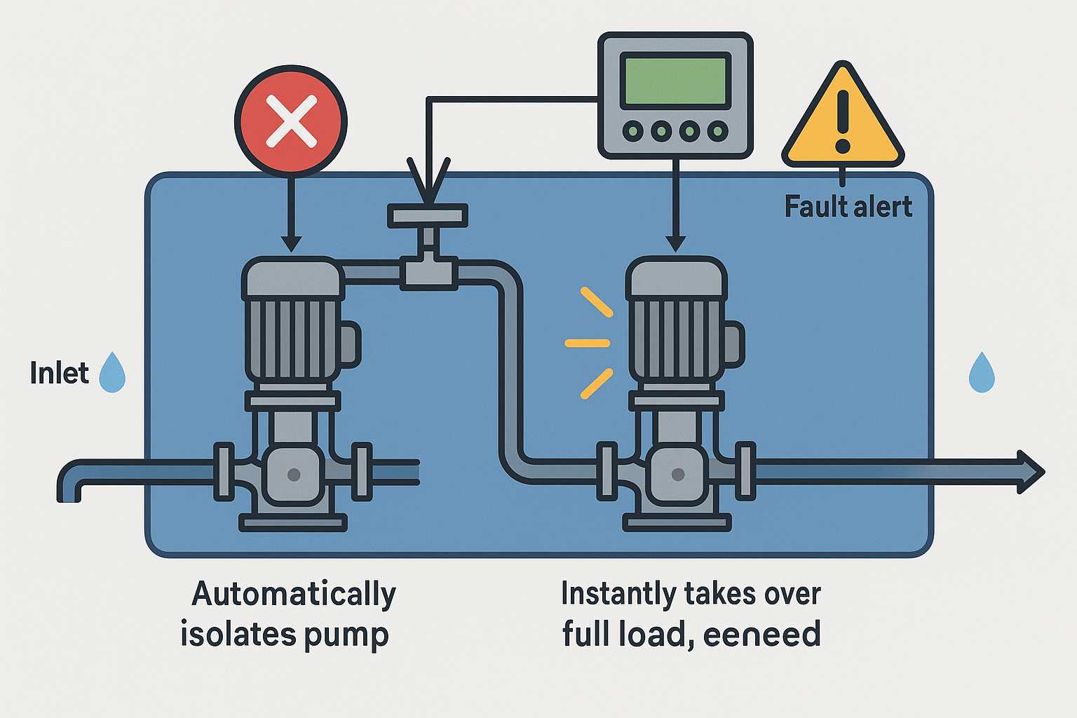 A technician easily servicing one pump while the other continues to run