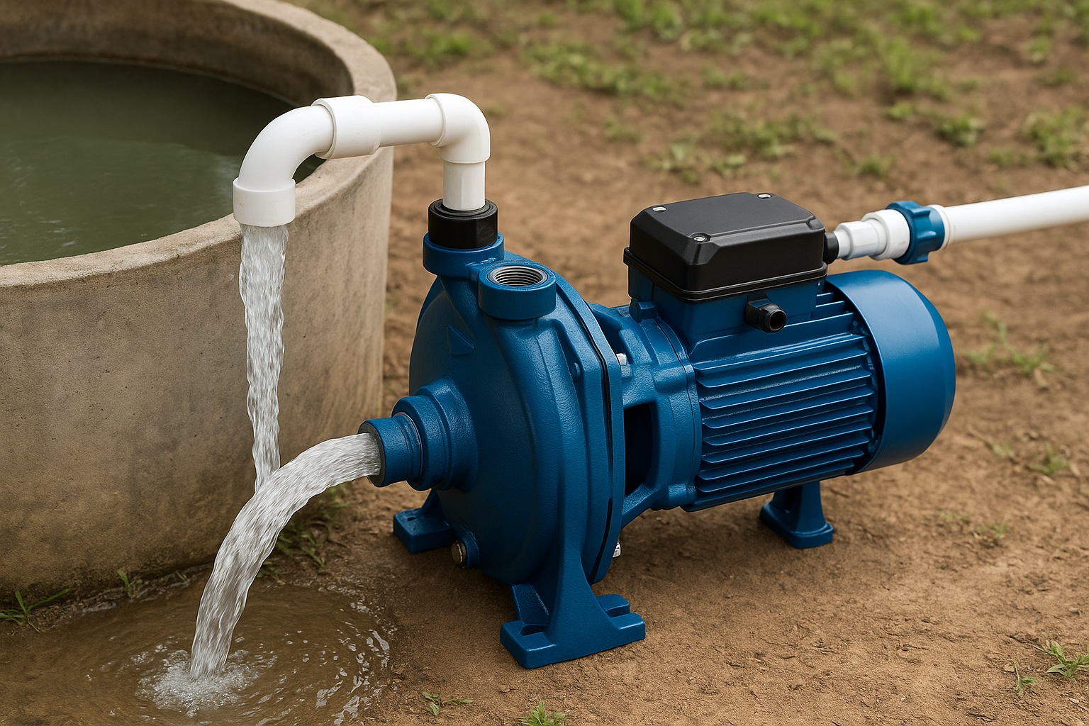 A water boosting pump drawing water from an underground tank