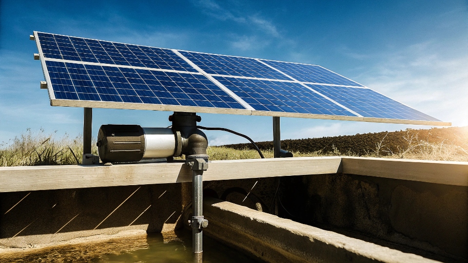 Diagram showing the components of a solar pump system