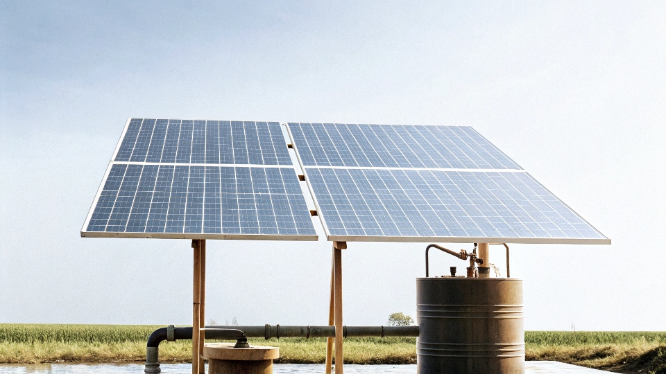 Diagram showing how a solar pump works