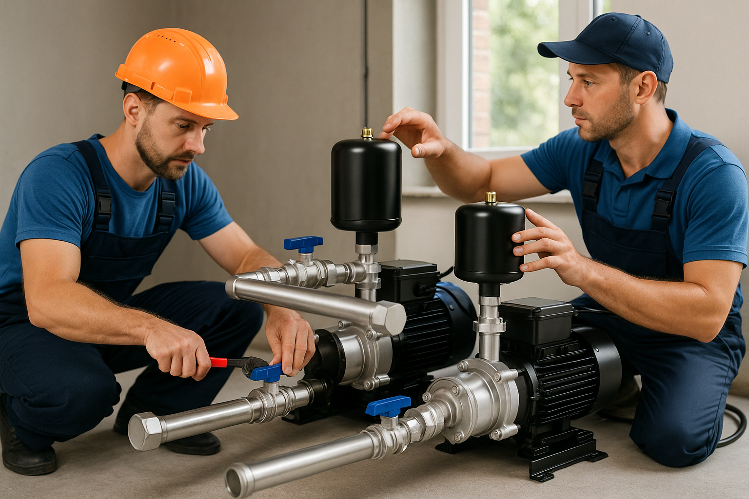 A compact 0.5 HP water booster pump installed for a small house.