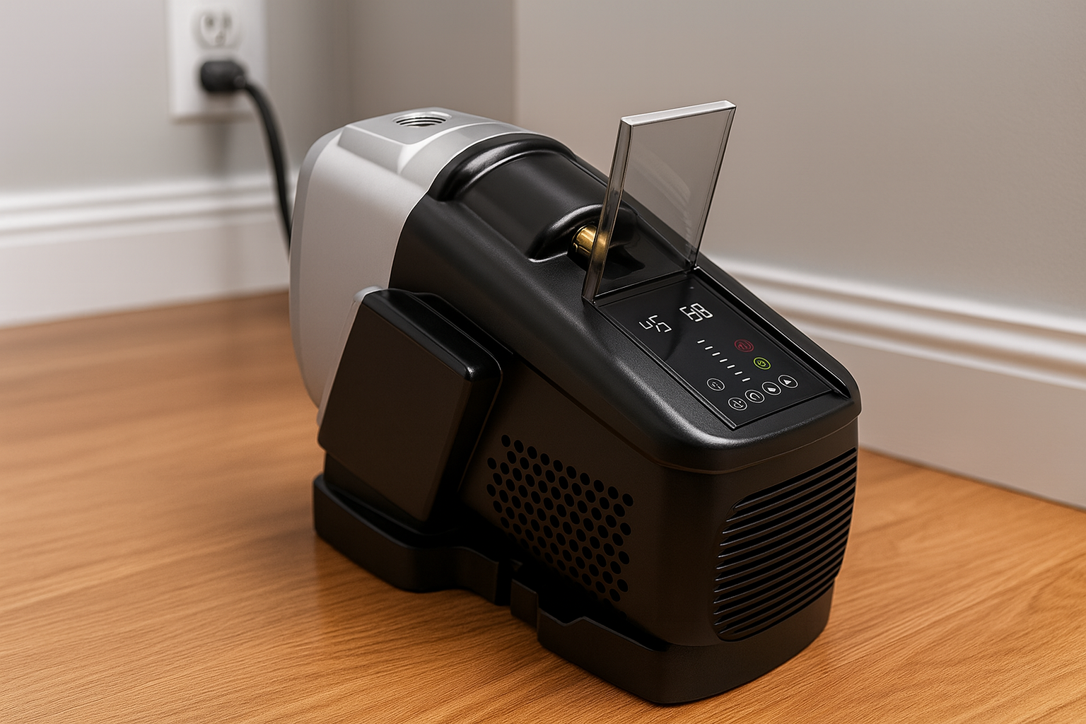 An energy efficiency label (like A+++) placed over an image of a VSD booster pump.