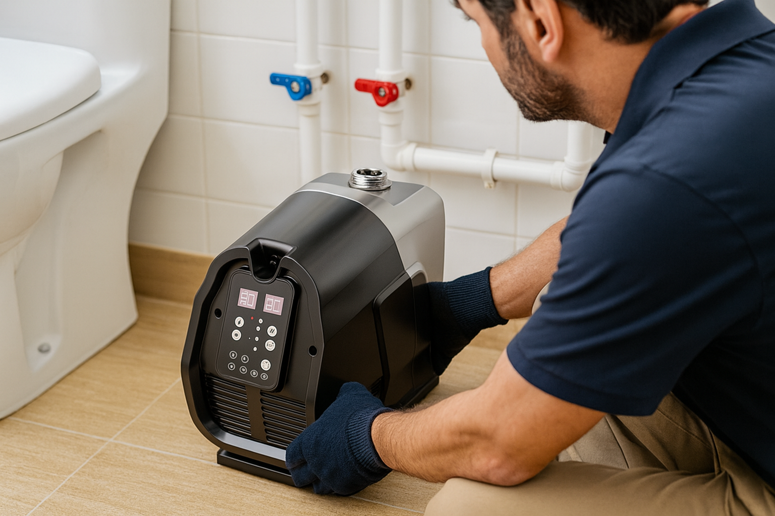 A person weighing the pros and cons of a booster pump