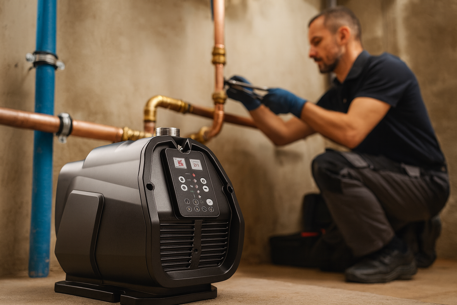 A sleek and modern Rafsun VSD pressure booster pump against a clean background.