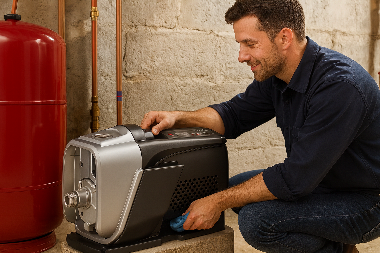 A piggy bank overflowing with saved money next to a VSD pump