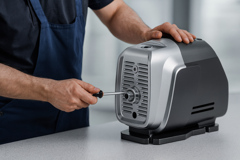 A professional technician in a blue uniform performs maintenance on a RAFSUN centrifugal water pump, showcasing its premium metallic design and precision engineering. The image illustrates industrial pump reliability and durability, emphasizing RAFSUN’s advanced technology for long service life and consistent performance in commercial and residential water systems. Perfect visual for explaining how long centrifugal pumps last and why RAFSUN pumps ensure reduced downtime and extended lifespan.