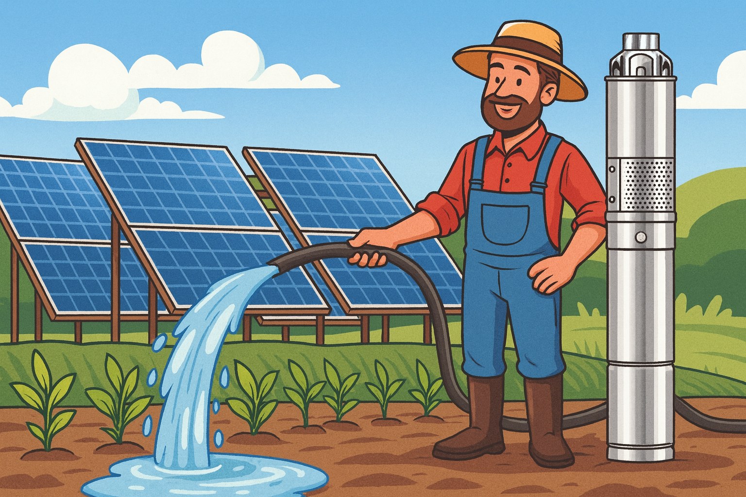 A price tag hanging from a solar well pump.