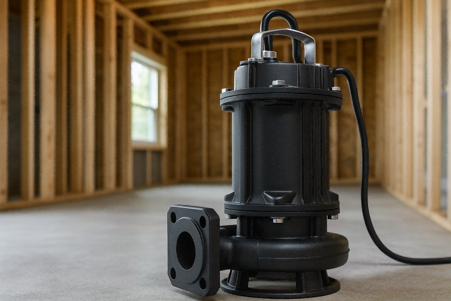 a sump pump system in a clean basement