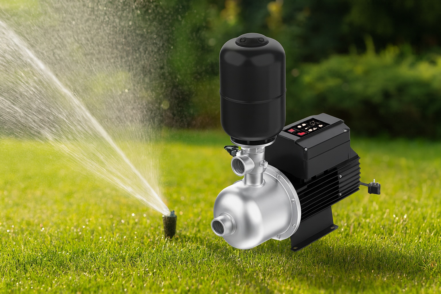 An irrigation booster pump connected to a water system