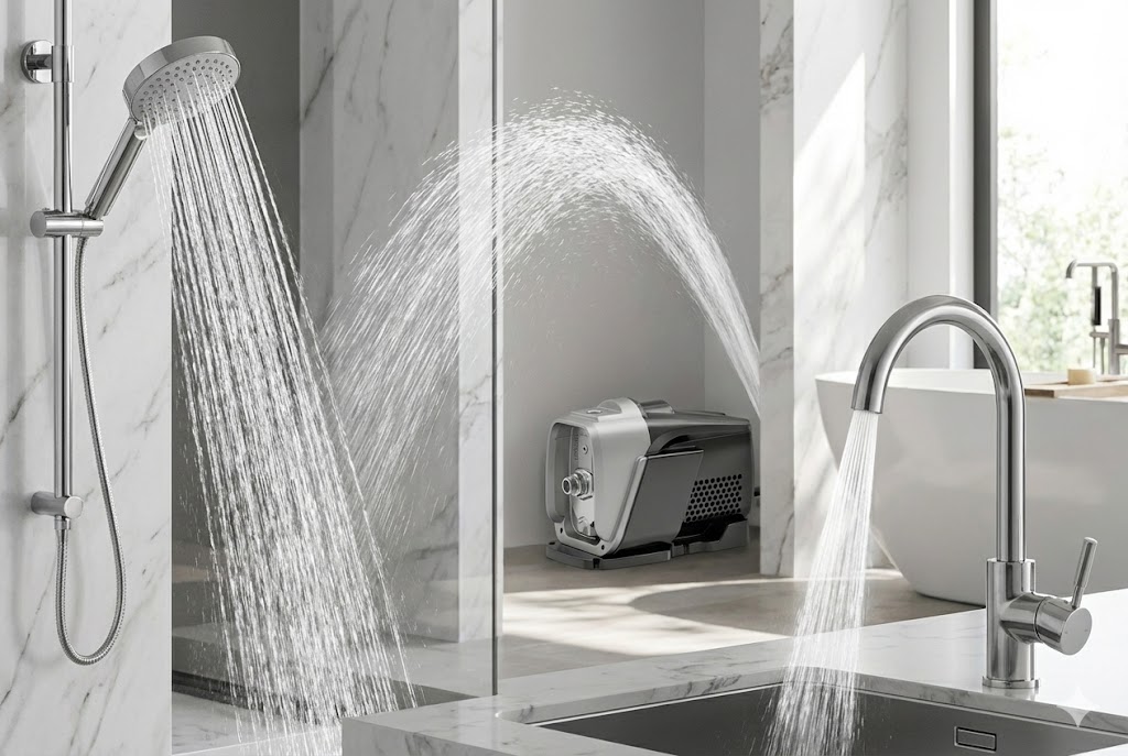 A diagram of a whole house pump system in a modern home