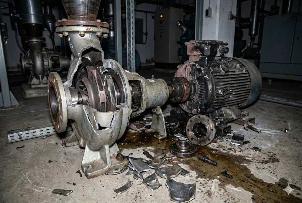 A centrifugal pump and an electric motor side-by-side