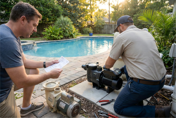 A modern, energy-efficient variable speed pool pump