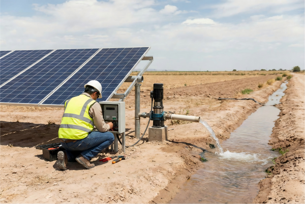 A chart showing the high initial cost of solar pumps vs the low long-term operating cost