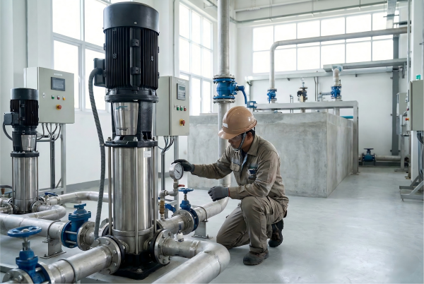 A diagram showing the high efficiency curve of a vertical pump.