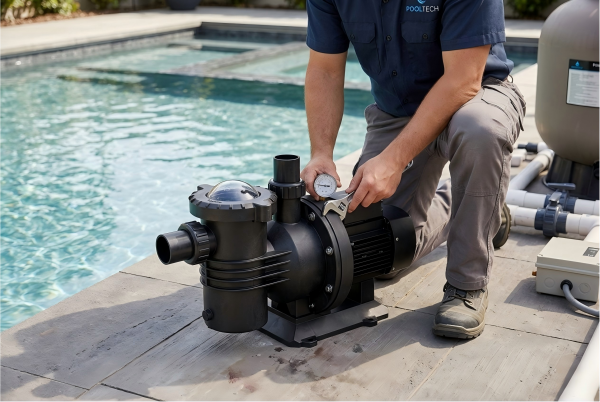 A 1 HP and 1.5 HP pool pump side by side for comparison