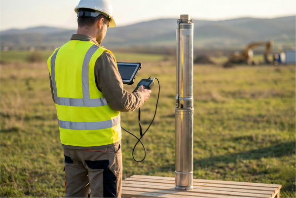 A diagram showing how a borehole pump uses electricity