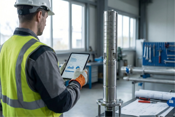 A diagram showing the factors for sizing a borehole pump