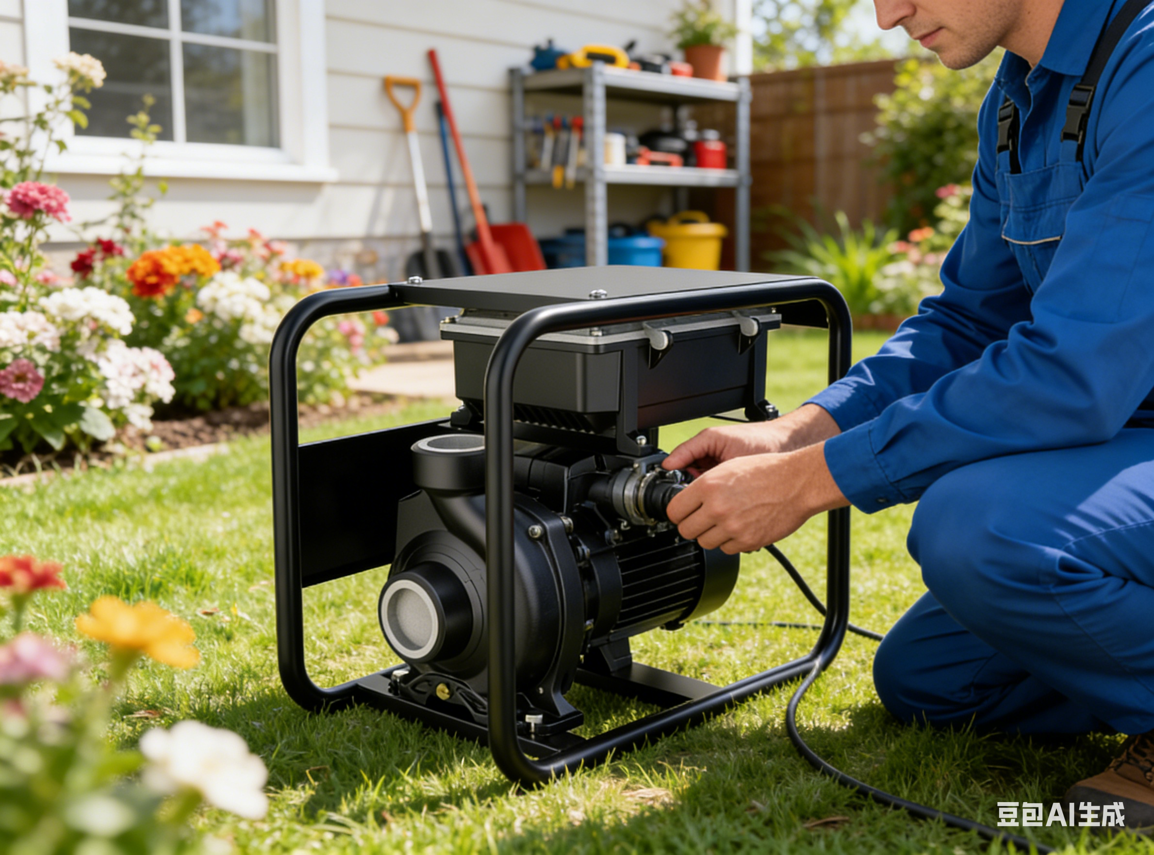 High-resolution product image of a black RAFSUN solar irrigation pump with a red branded panel displaying "RAFSUN SOLAR PUMP" and solar energy graphics, set against a clean white background. This image accompanies a comprehensive guide titled "How to size a water pump for irrigation," explaining critical concepts for optimal pump selection: avoiding undersized/oversized RAFSUN pumps to prevent energy waste and high power bills, calculating core metrics including required flow rate (GPM/m³/h) and Total Dynamic Head (TDH), and matching the pump to its Best Efficiency Point (BEP) for sustainable agricultural and residential irrigation performance.